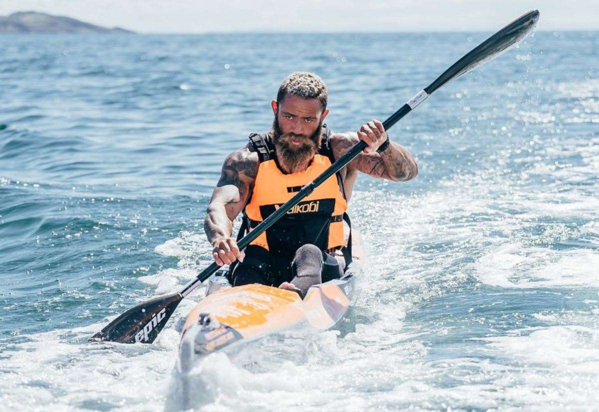 Ultraman Ashley Cain Kayaks to History