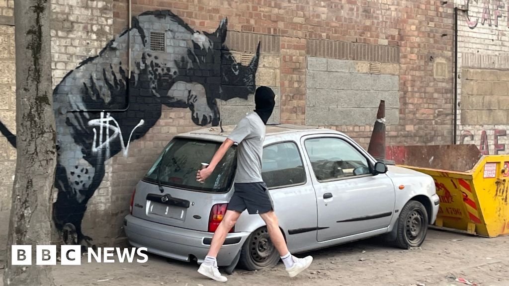 Banksy's London Rhino Mural Defaced in Charlton