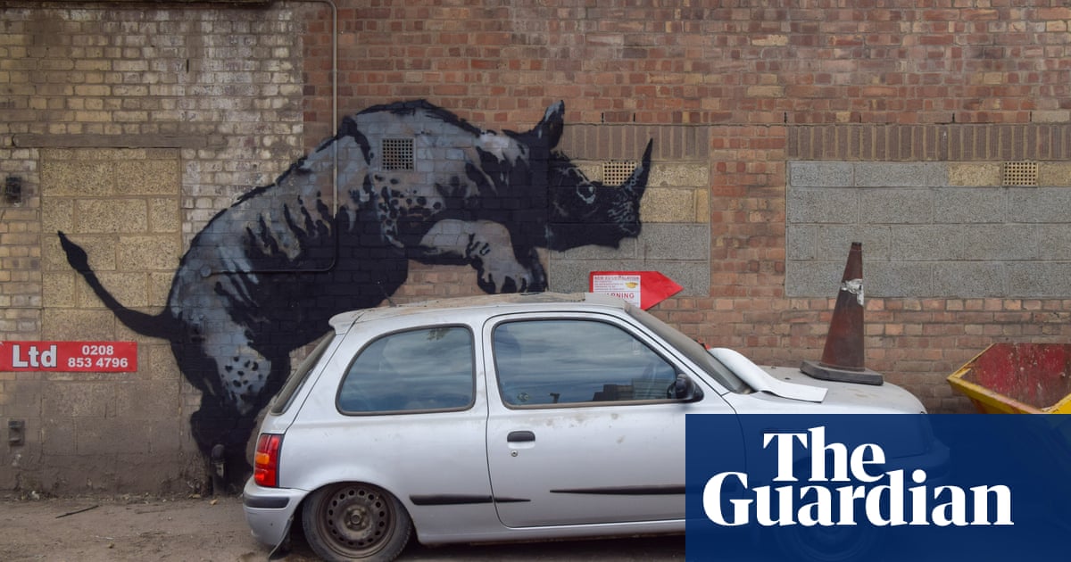 Banksy Rhino Artwork Vandalized in London