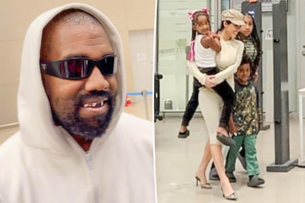 Kanye West's Wife Bianca Censori Bonds with His Kids in South Korea