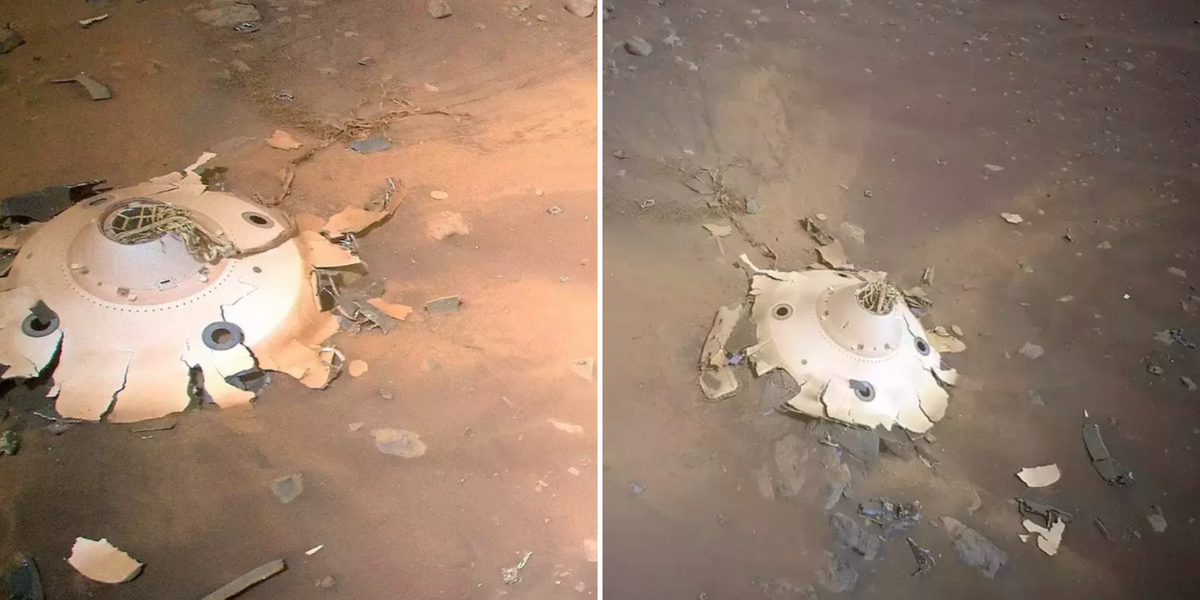 Mars Helicopter Snaps Stunning Images of Own Landing Gear Wreckage